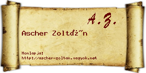 Ascher Zoltán névjegykártya