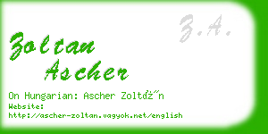 zoltan ascher business card